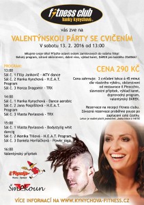 Valentýnská párty se cvičením v sobotu 13. 2. 2016